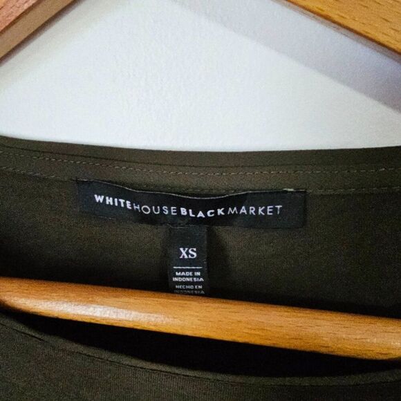 NWT WHITE HOSUE BLACK MARKET OLIVE GREEN BELL 3/4 SLEEVES BLOUSE TOP SIZE XS - Picture 8 of 11